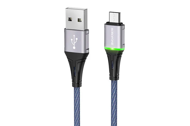 Кабель USB - MicroUSB BOROFONE BU25 Glory 2.4A, 1.2м (синий)