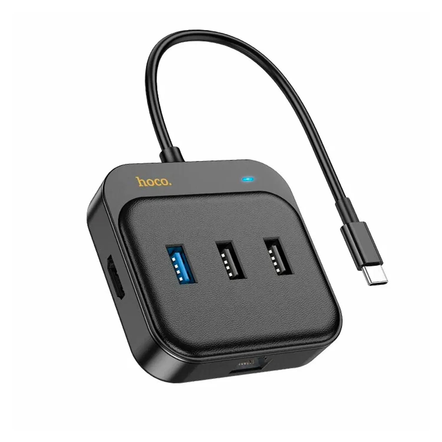 Хаб Hoco HB37, адаптер 6 в 1, Type-C to USB 3.0+USB 2.0*2, RJ45 (черный)