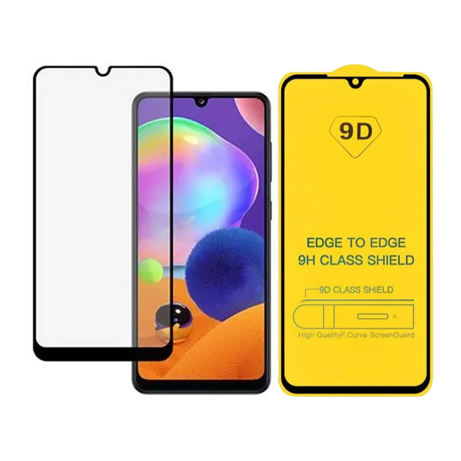 Противоударное стекло LEIWEI для дисплея Samsung Galaxy A50, A30, A20, A50s, M31 9D тех.уп (черный)