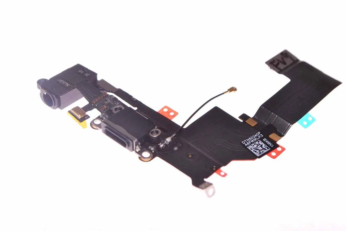 Шлейф Apple iPhone 5S на разъем зарядки и гарнитуру (черный)