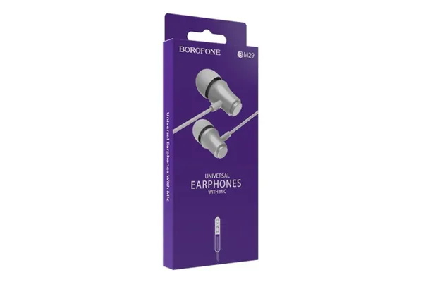 Гарнитура 3.5mm BOROFONE BM29 Gratified с микрофоном (серебристый)